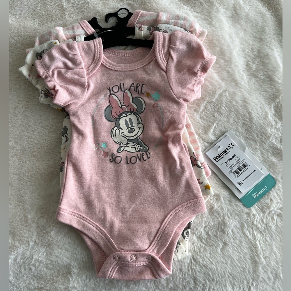 Disney Pink Minnie Mouse Bodysuit 3 Pack